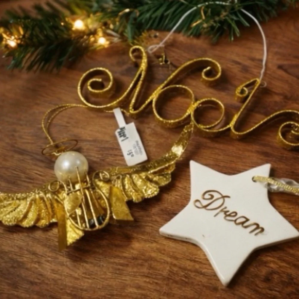Pier 1 Ornament Set Angel NWT Noel Dream Gold Tone Christmas Lot